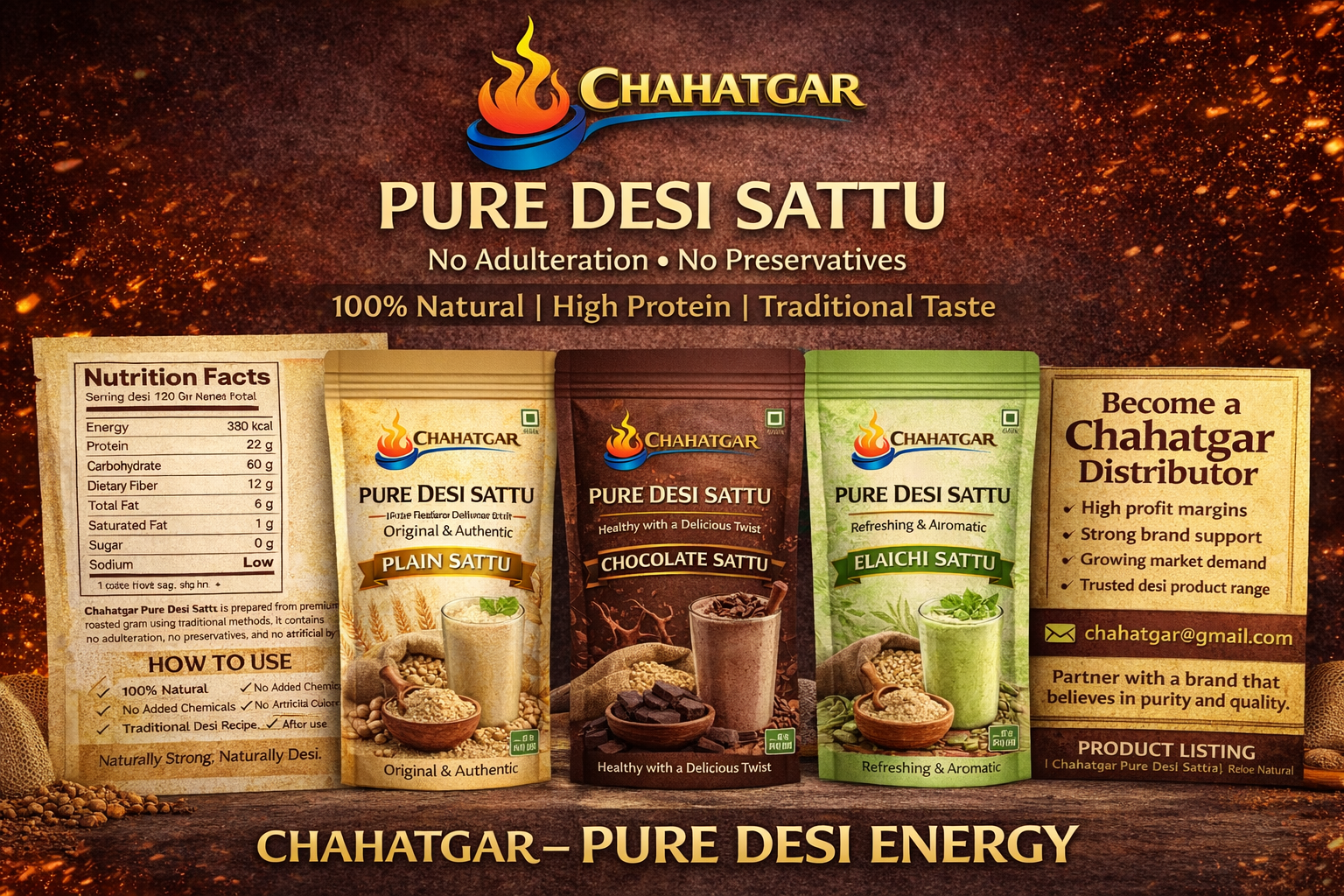 Chahatgar बिहार का बेस्ट देसी फूड ब्रांड है। शुद्ध मसाले, मखाना, ठेकुआ, आटा और दाल – बिना मिलावट, भरोसेमंद स्वाद।